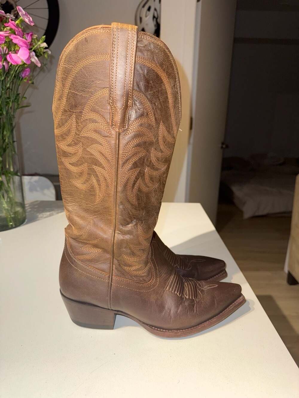 Tecovas The Annie Cowgirl Boot Size 10B Cafe Goat Leather - Picture 5 of 11